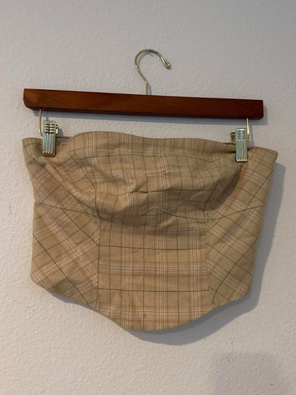 Vintage Free People tan and beige plaid corset top